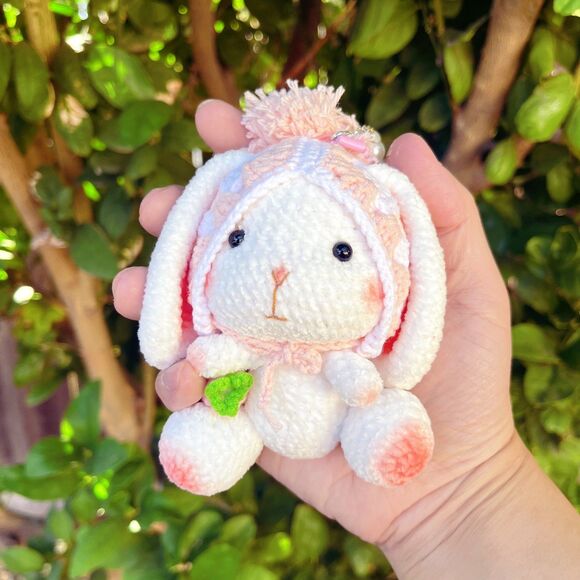 Bunny plush keychain Crochet Animal Bunny plush for girl's bag amigurumi Crochet - Picture 3 of 6